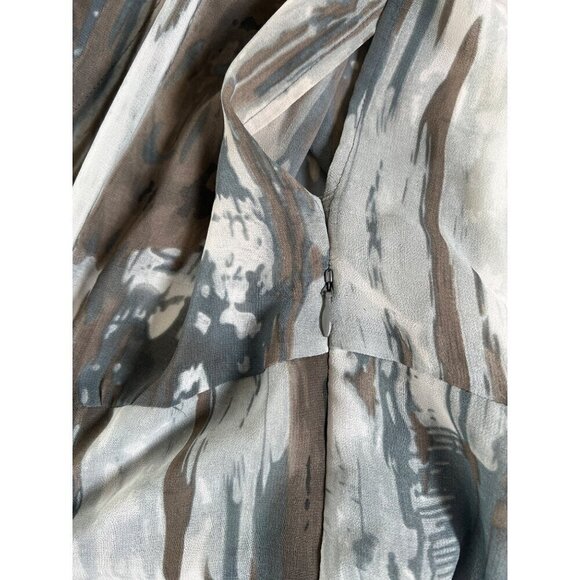 Cabi Womens Size L Tunic Top Sleeveless Sheer Earthy Colors in an Abstract Print - Picture 7 of 13